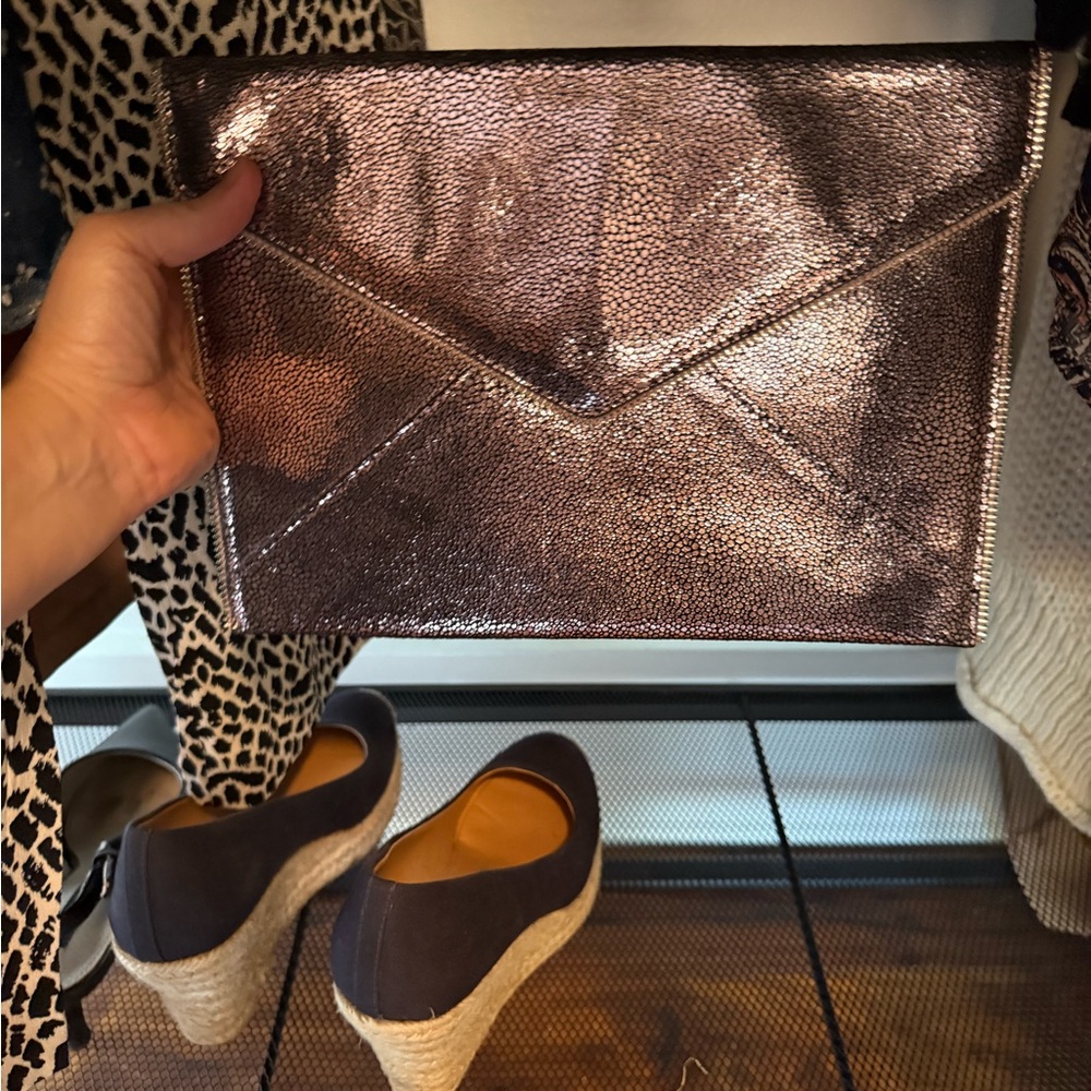 Rebecca Minkoff Metallic Envelope Clutch